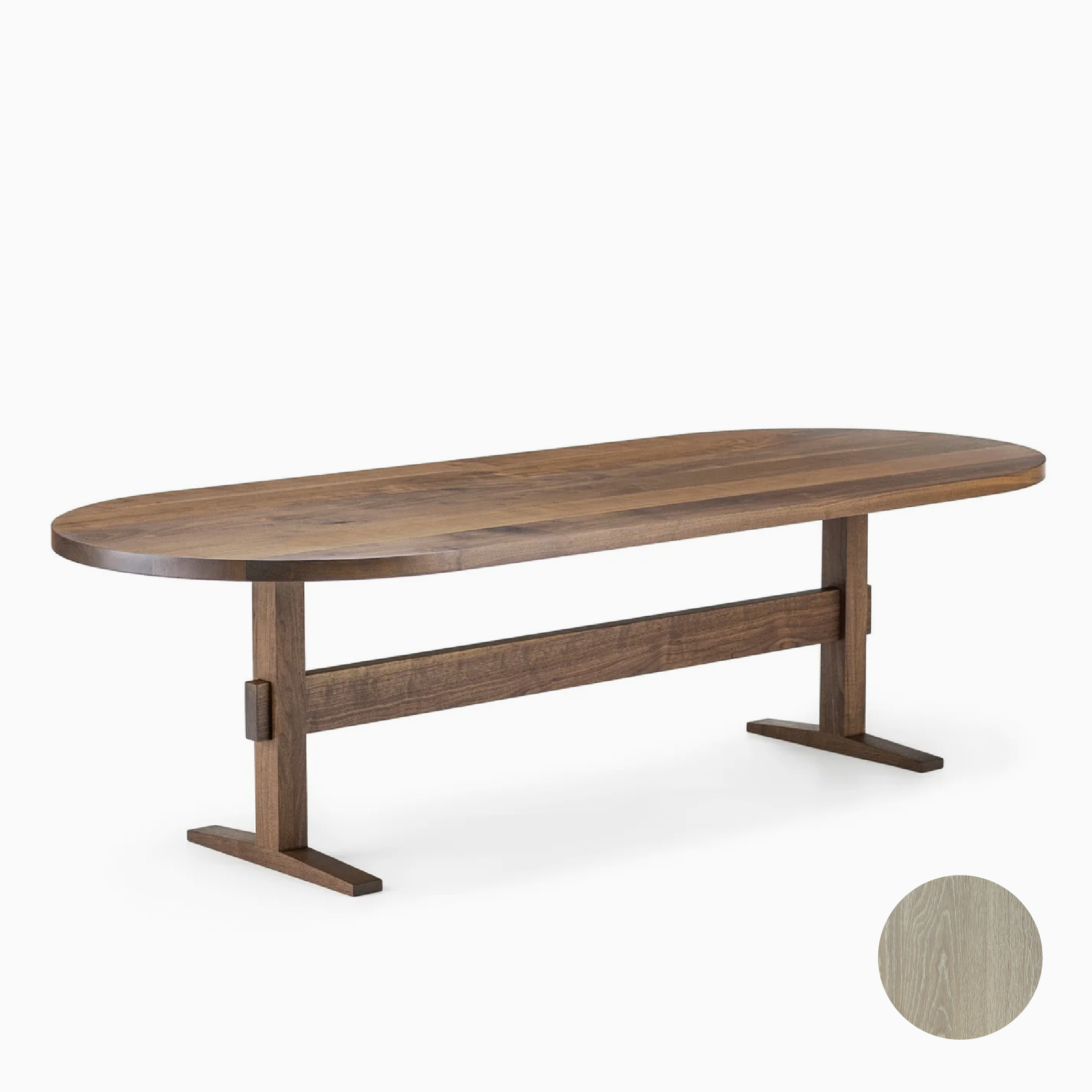 Hallis Pill Shaped Dining Table in Nordic White Oak (144x42x29)