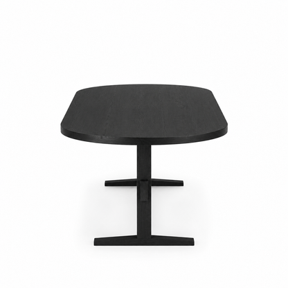 Hallis Pill Shaped Dining Table in Black Oak (86x40x29)
