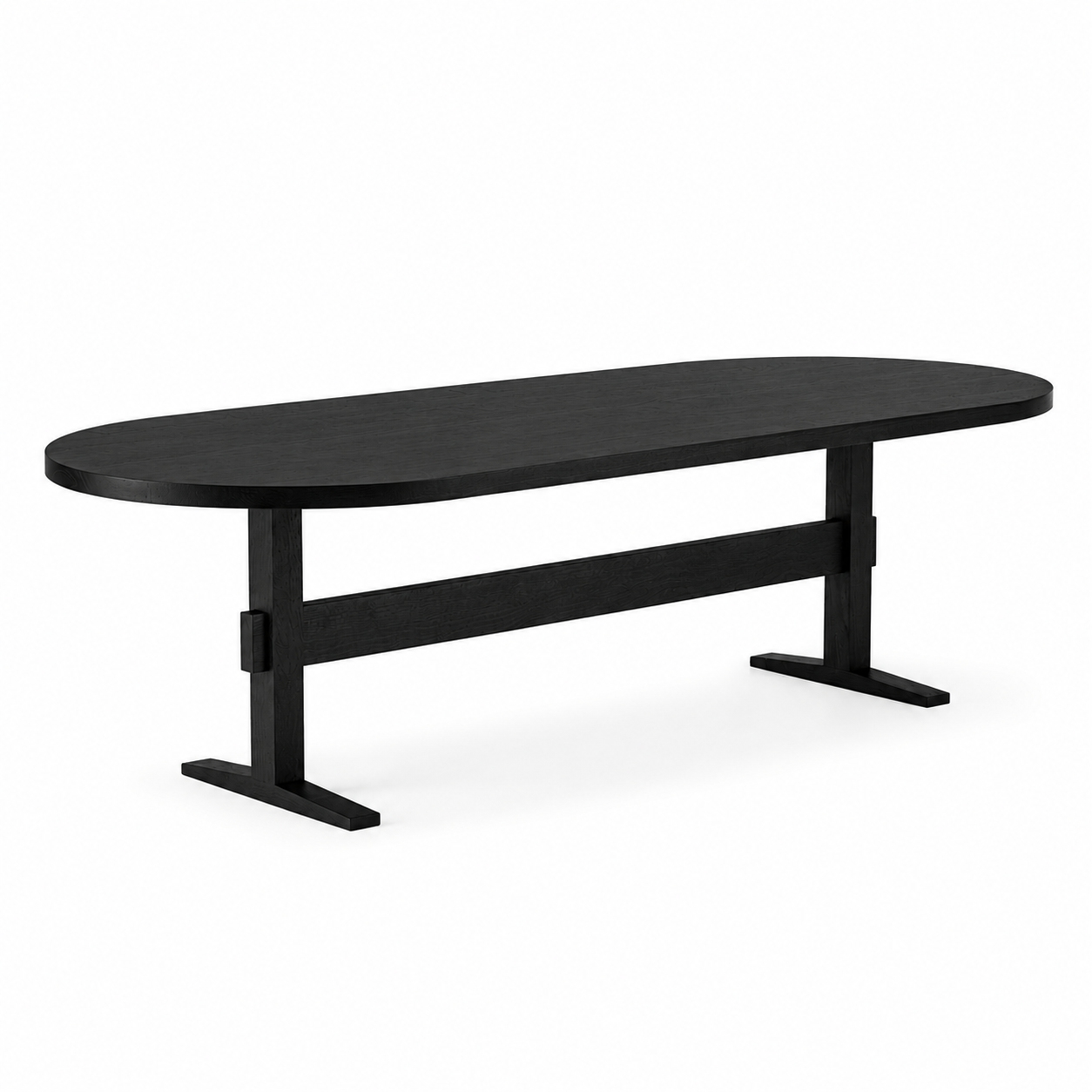 Hallis Pill Shaped Dining Table in Black Oak (86x40x29)
