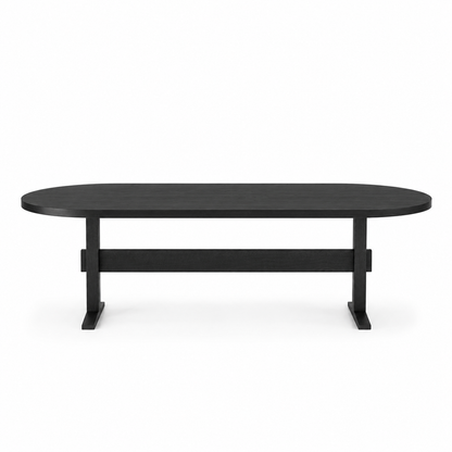 Hallis Pill Shaped Dining Table in Black Oak (86x40x29)