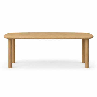 Sayres Dining Table in Clear White Oak with Custom Leg Shape (80x36x29)