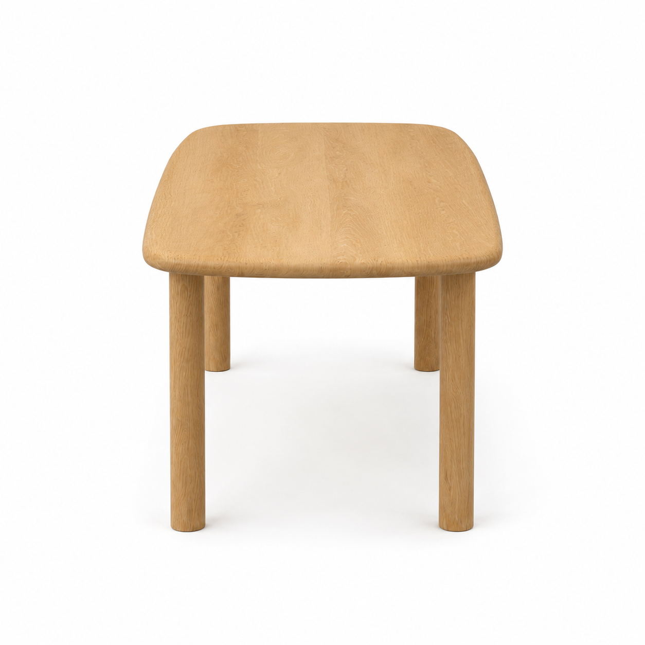 Sayres Dining Table in Clear White Oak with Custom Leg Shape (80x36x29)