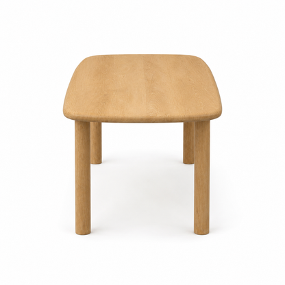 Sayres Dining Table in Clear White Oak with Custom Leg Shape (80x36x29)