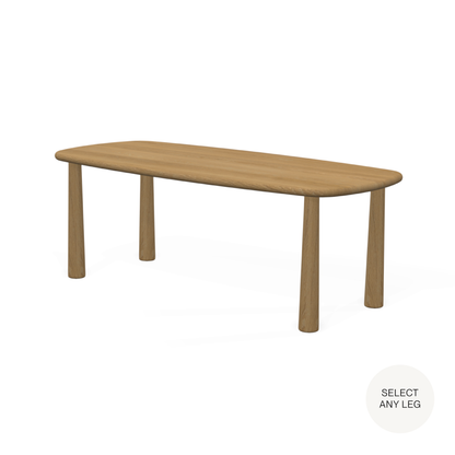 Sayres Dining Table in Clear White Oak with any Leg Shape (80x36x29)