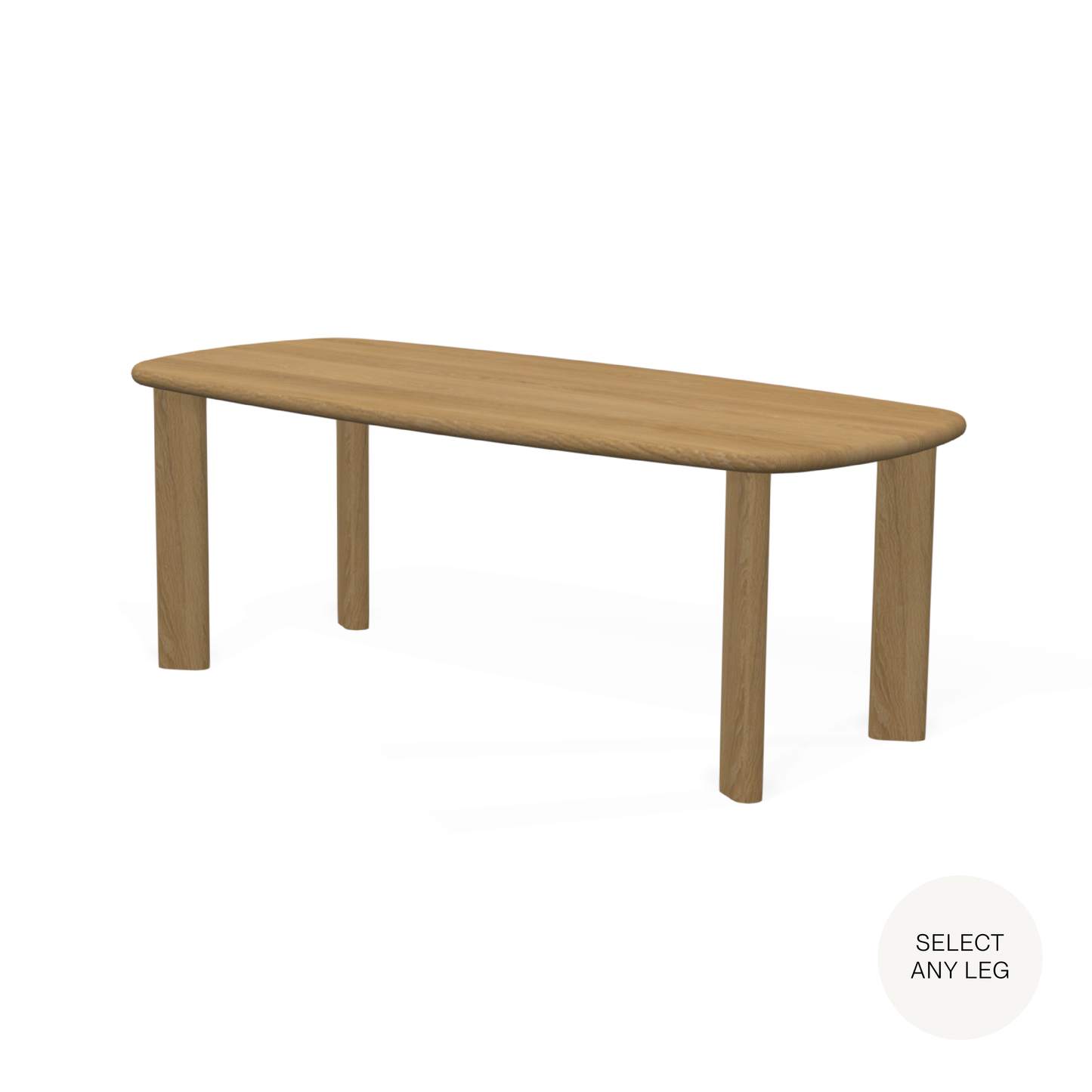 Sayres Dining Table in Clear White Oak with any Leg Shape (80x36x29)