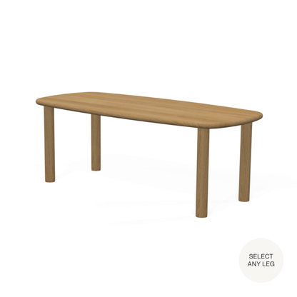 Sayres Dining Table in Clear White Oak with any Leg Shape (80x36x29)