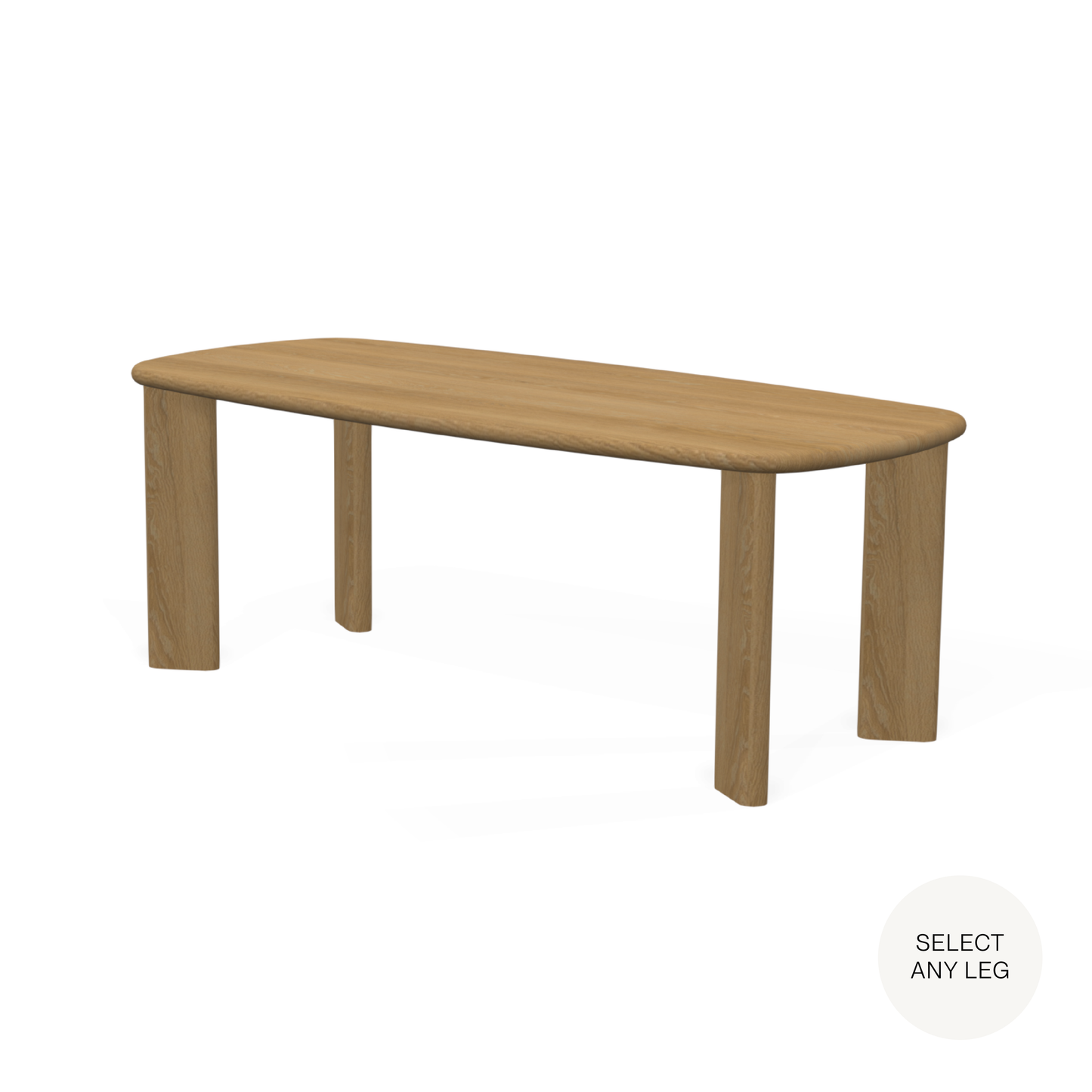 Sayres Dining Table in Clear White Oak with any Leg Shape (80x36x29)