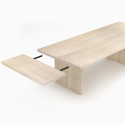 Morris Pedestal Table with Breadboards in Standard White Oak (76x36x29)